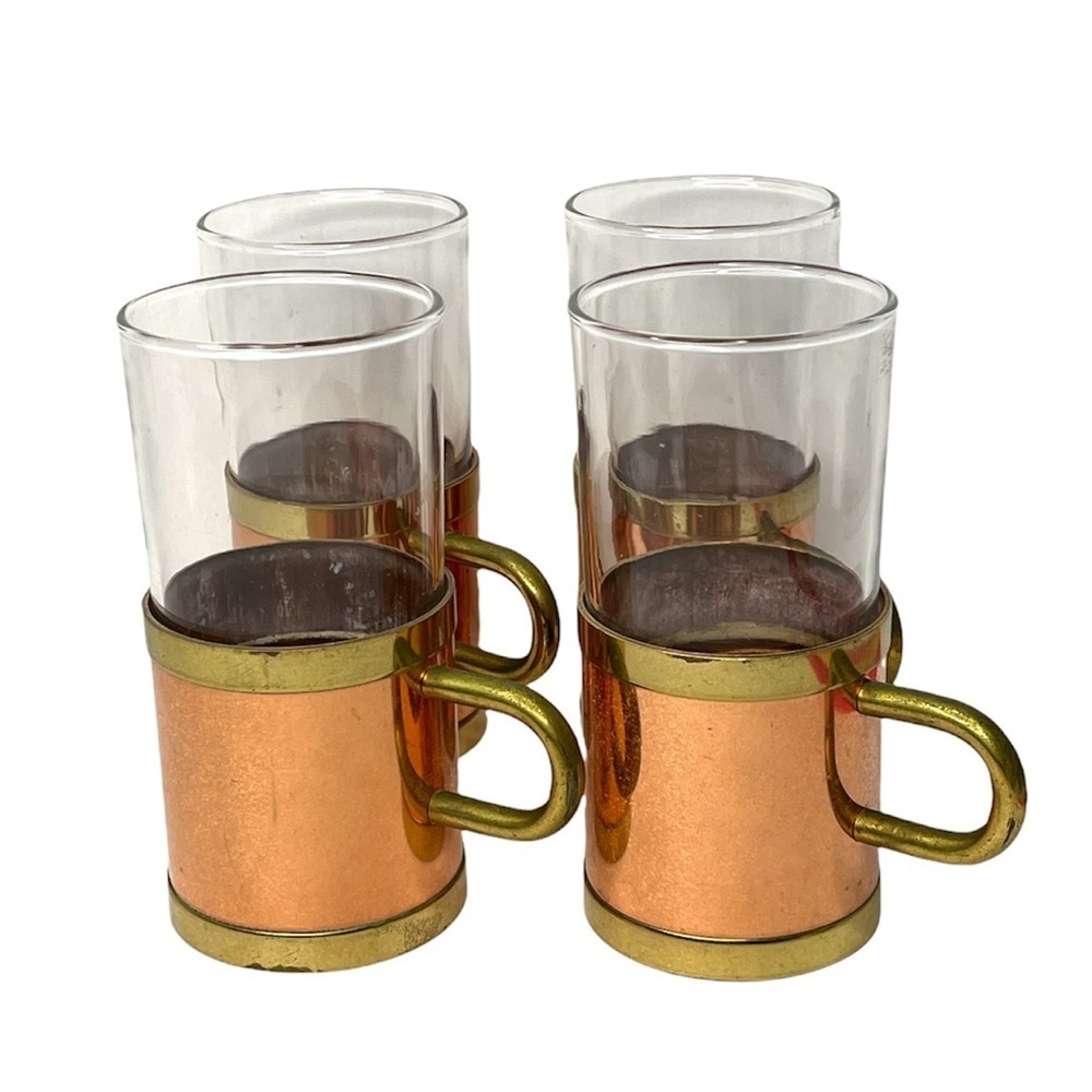 Mid-Century Modern Copper Irish Coffee Tea Glass - Set of 4 - Picture 3 of 16
